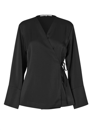 Glari wrap skjorte Black Sand Second Female 